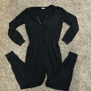 ODDY Long Sleeve/ Pant Jump Suit | Black | Small | Elastic Waist | Pockets